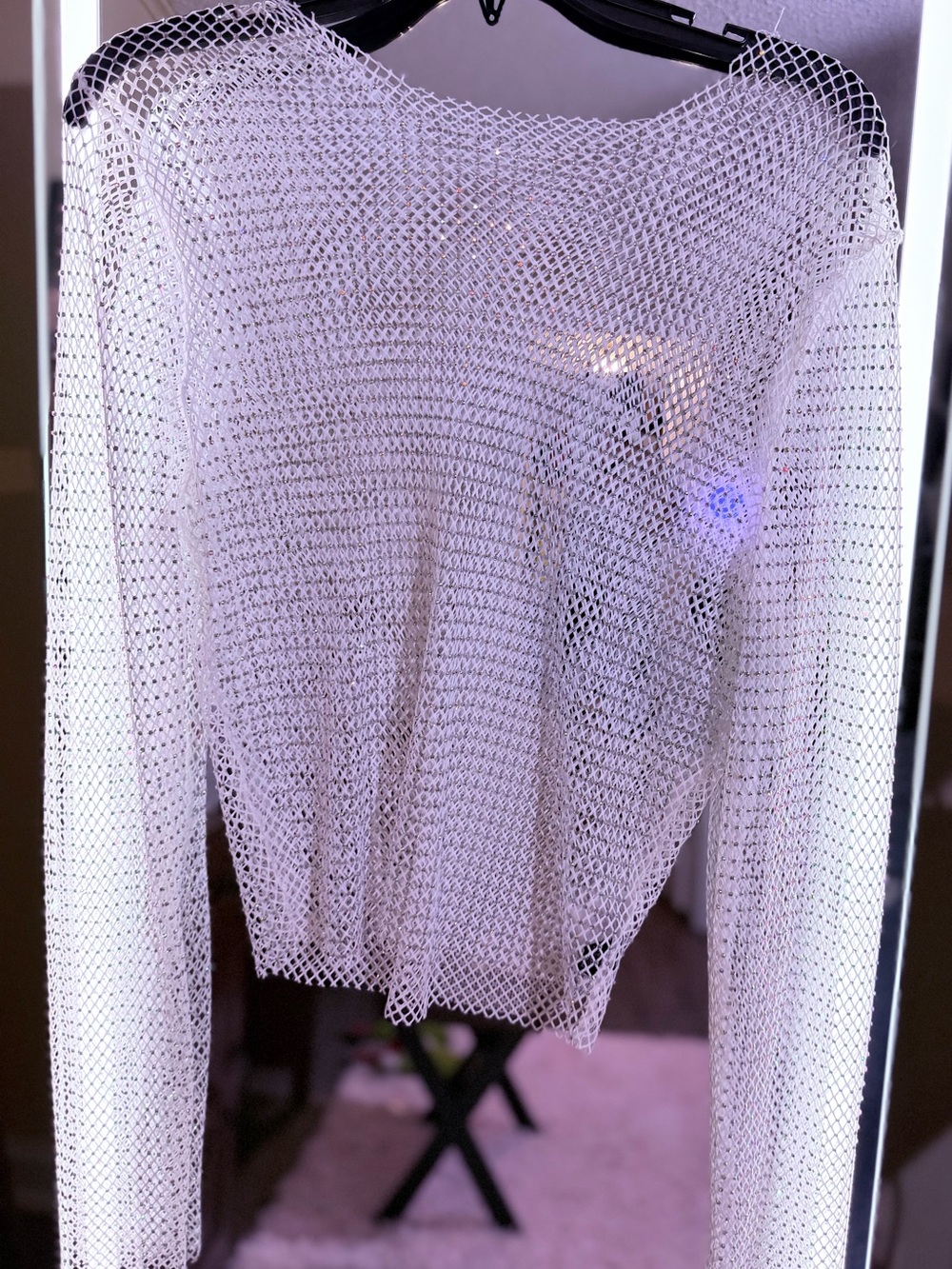 Windsor White Mesh Long Sleeve Crop Top